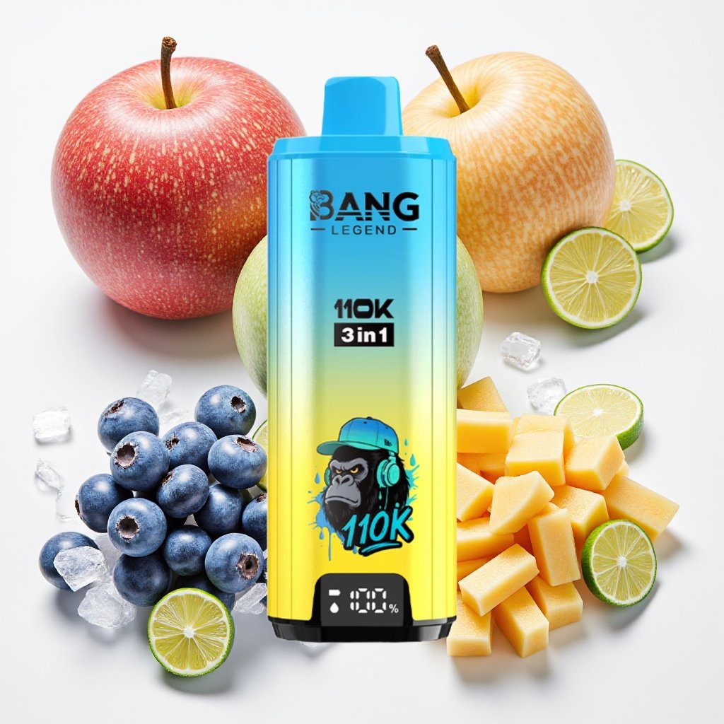 Blueberry-IceCantaloupe-AppleLime-Romance.jpg Bang Legend 110K Puffs 3 in 1 Disposable Vape - Image 1